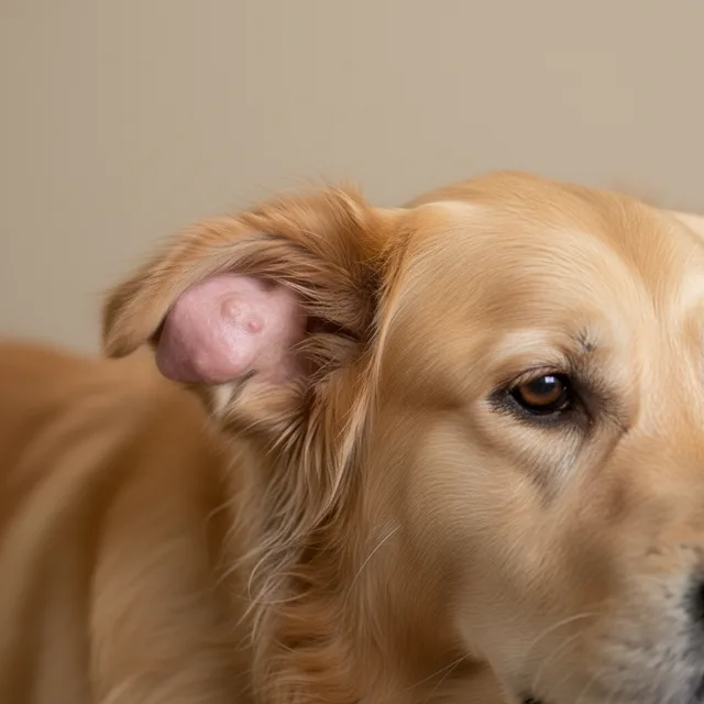 Swollen ear flap in dogs — what it can look like
